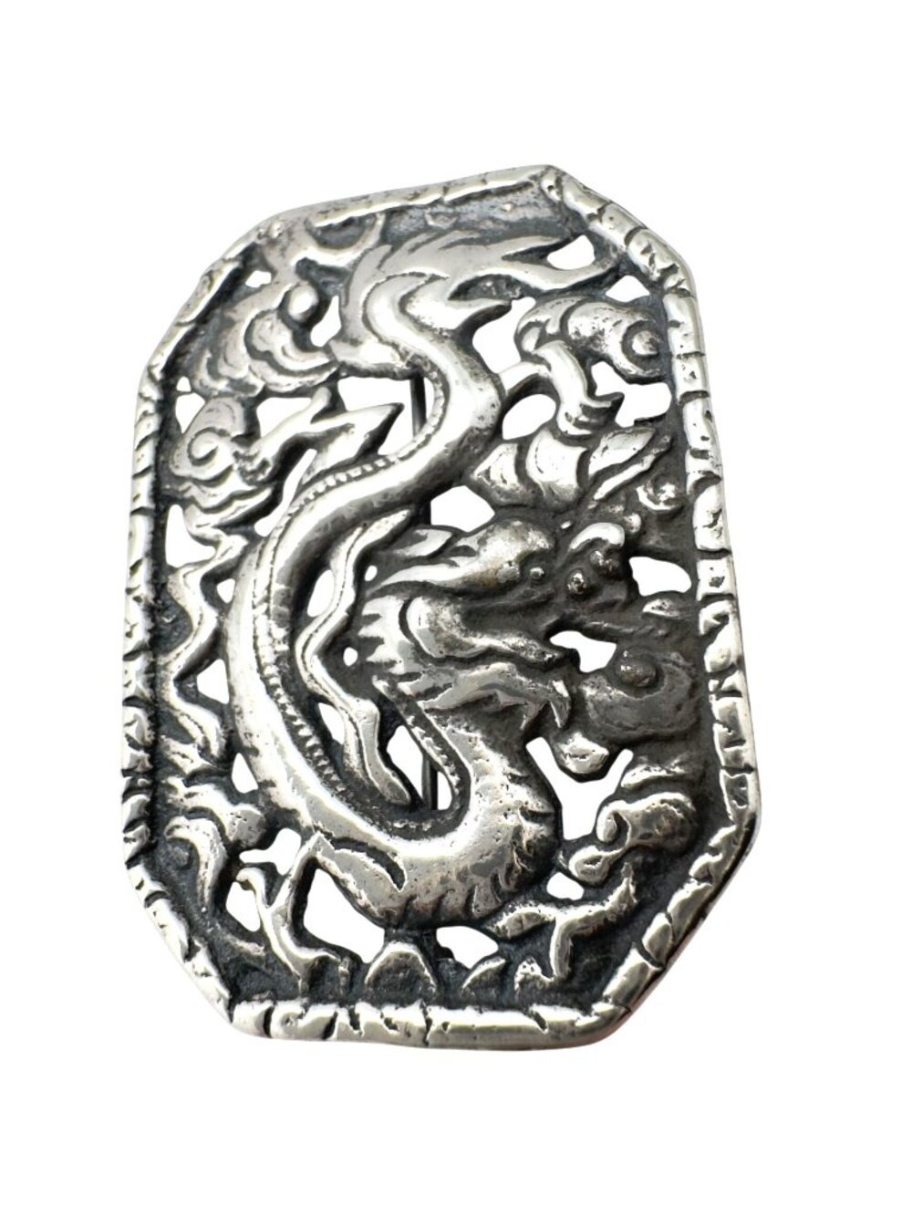 Vtg Sterling Silver Dragon Brooch Intricate Openwork Design11 Grams 1.75"